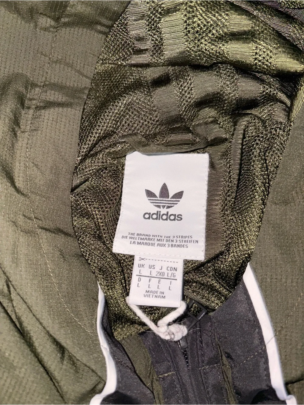 adidas Olive Green and Black Hooded Windbreaker Pullover